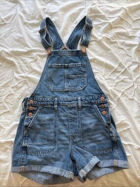 American Eagle Denim Short Overalls - Blue